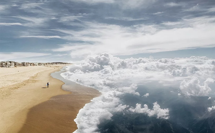 5416L.Rosset’nin Gökyüzünün ve Denizin İçiçe Geçtiği ‘Bulutlar Denizi” Adlı Dijital Görselleri